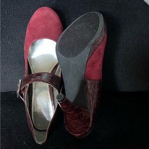 Red Suede & Embossed Leather Heels size 9.5